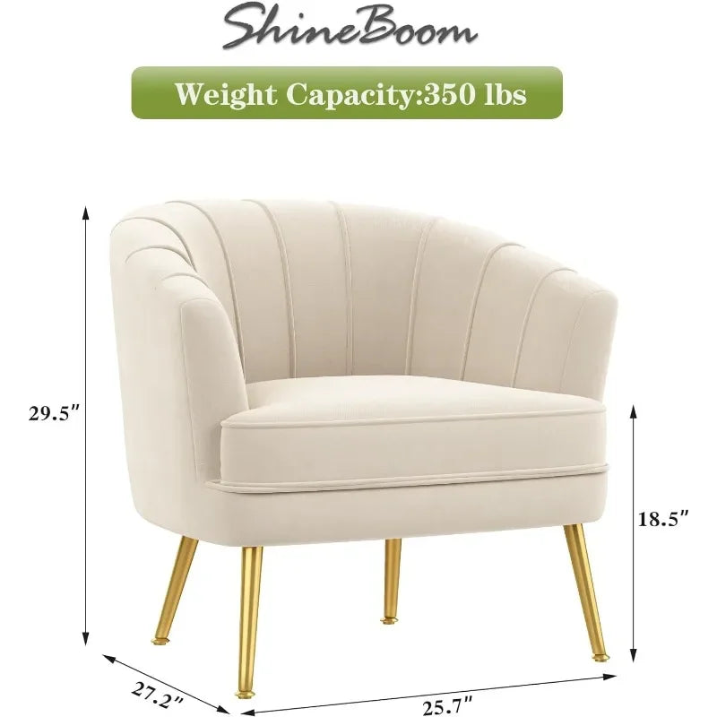 SHINEBOOM Velvet Accent Chairs for Living Room Bedroom Office Leisure Upholstered Single Sofa Chair Arm Chair Comfy Chair