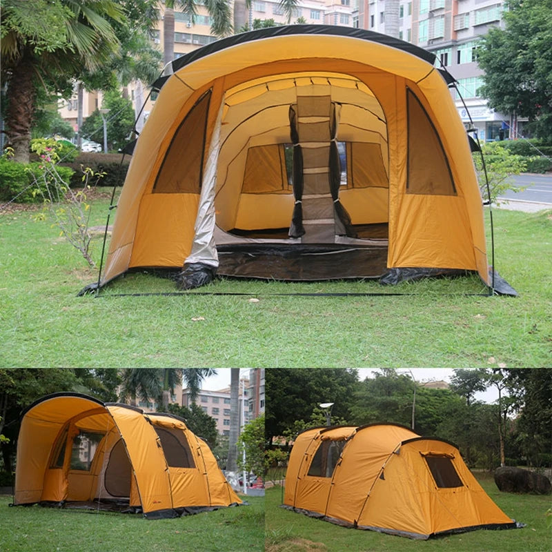 Outdoor Multi-person Camping Tunnel Tent, European Style, Hanging Inner, Professional, 5-8People Glamping, Luxury Family Tourist