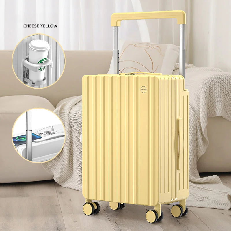 20/22/24 inch Trolley Luggage Bag High Capacity Fashion zipper Rolling Luggage Case Wide Tie Rod USB Carry on Travel Suitcase