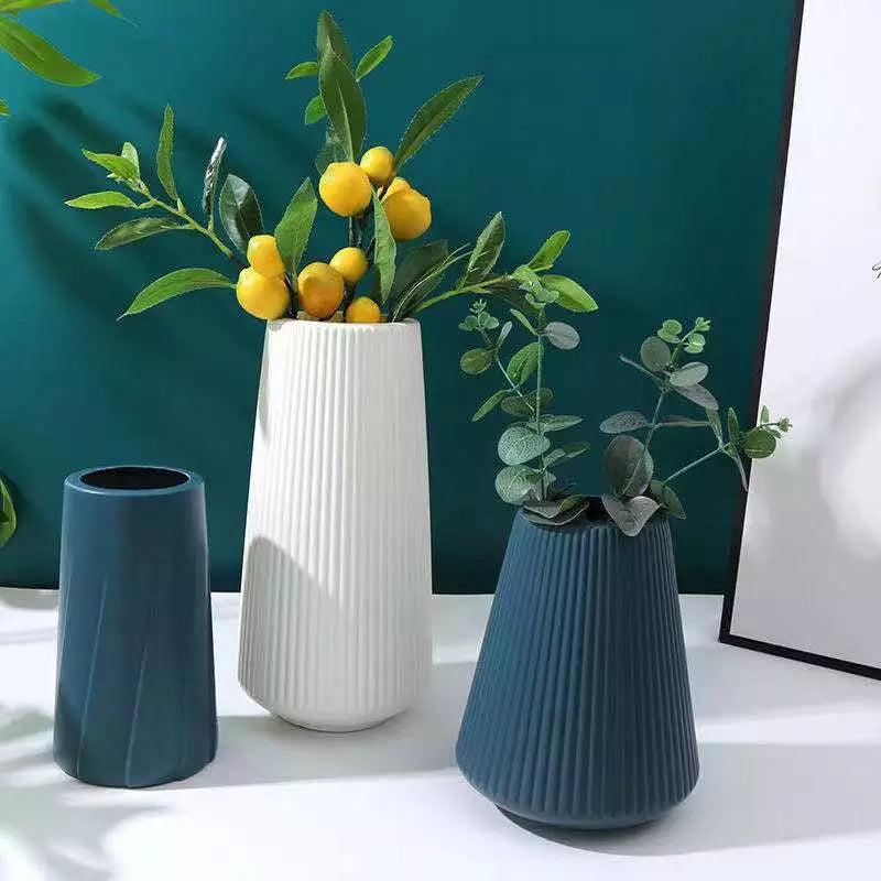 Morandi Plastic Vase Living Room Decoration Ornaments Modern Origami Plastic Vases for Flower Arrangements Home Decoration