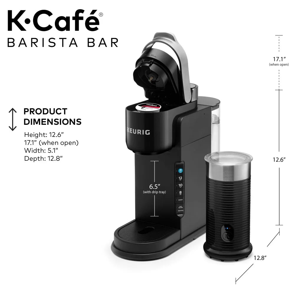 2023 New Keurig K-Café Barista Bar Single Serve Coffee Maker and Frother, Black