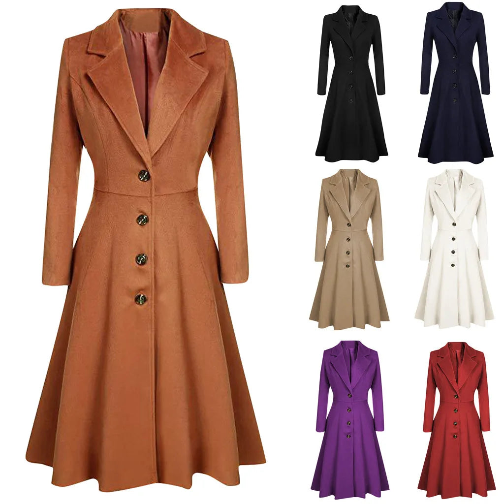 Winter Jackets For Women 2023 Autumn Winter Lapel Button Long Trench Coat Windbreak Overcoat Women Jacket куртка женская