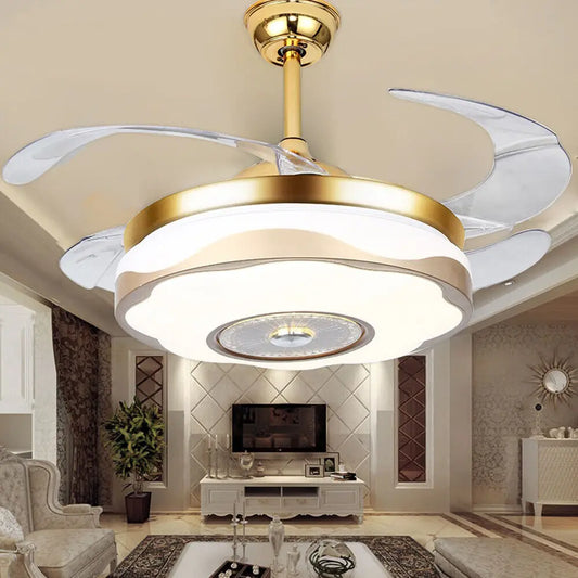 42'' Ceiling Fans With Light Decorative Invisible Fan Chandelier Remote Control w/ Night Light Function Hanging Ceiling Fan Lamp