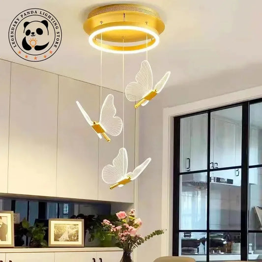 Modern Butterfly Led Chandelier Lighting Bedroom Bedside Background Acrylic Pendant Lamp Home Deco Hanging Celing Light Fixtures