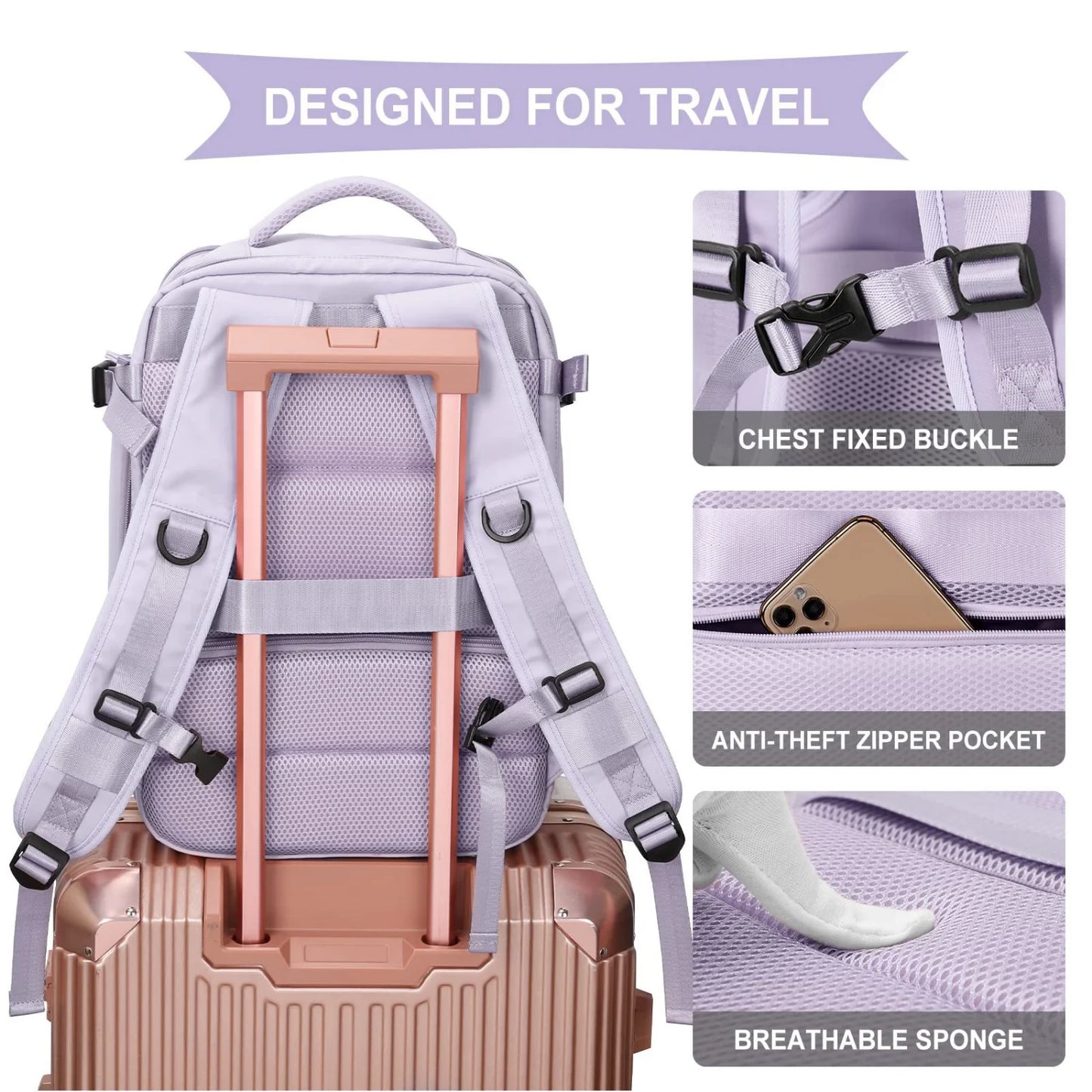 waterproof Lightweight Travel Backpack Bags Large Capacity Women's Multifunctional Suitcase USB Charging Woman airplane Luggage