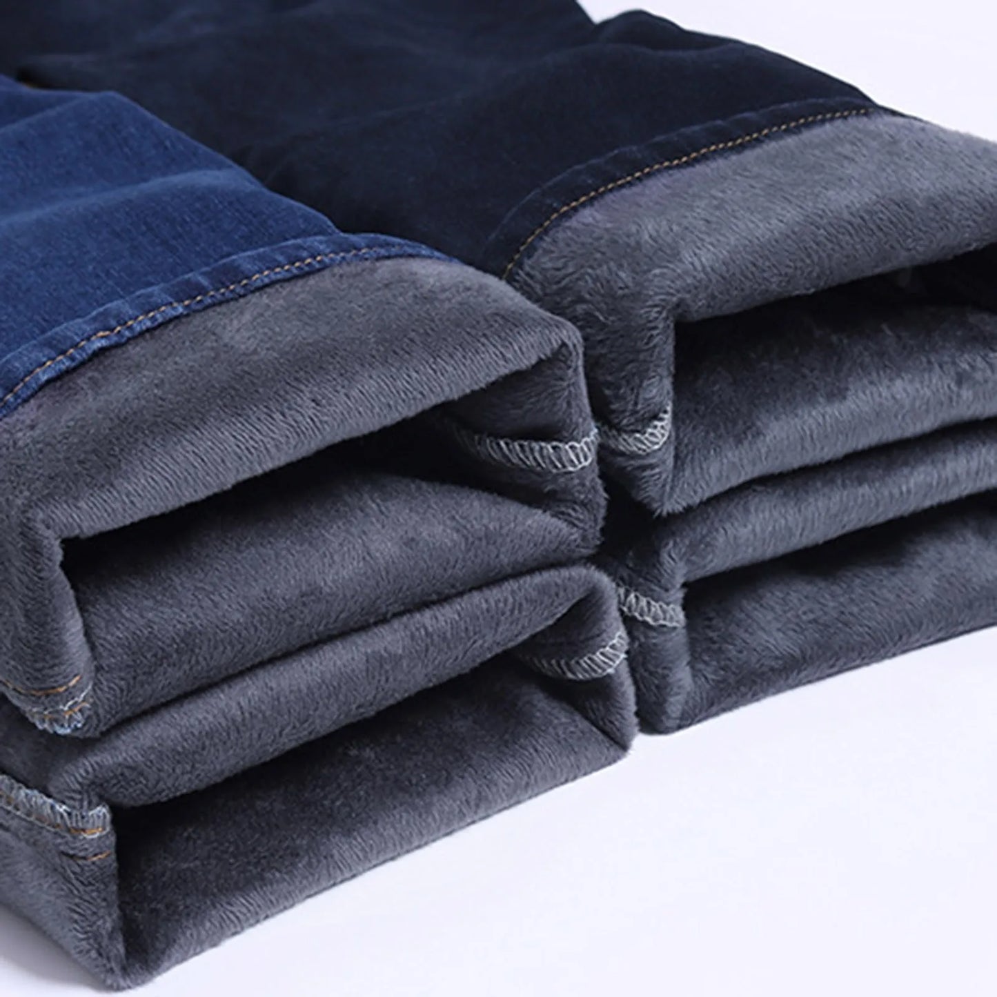 Men'S Clothing Male Thermal Snow Trousers Teddy Fleece Warm Lined Winter Pants Straight Leg Plush Fleece Thermal Jean Man Pants