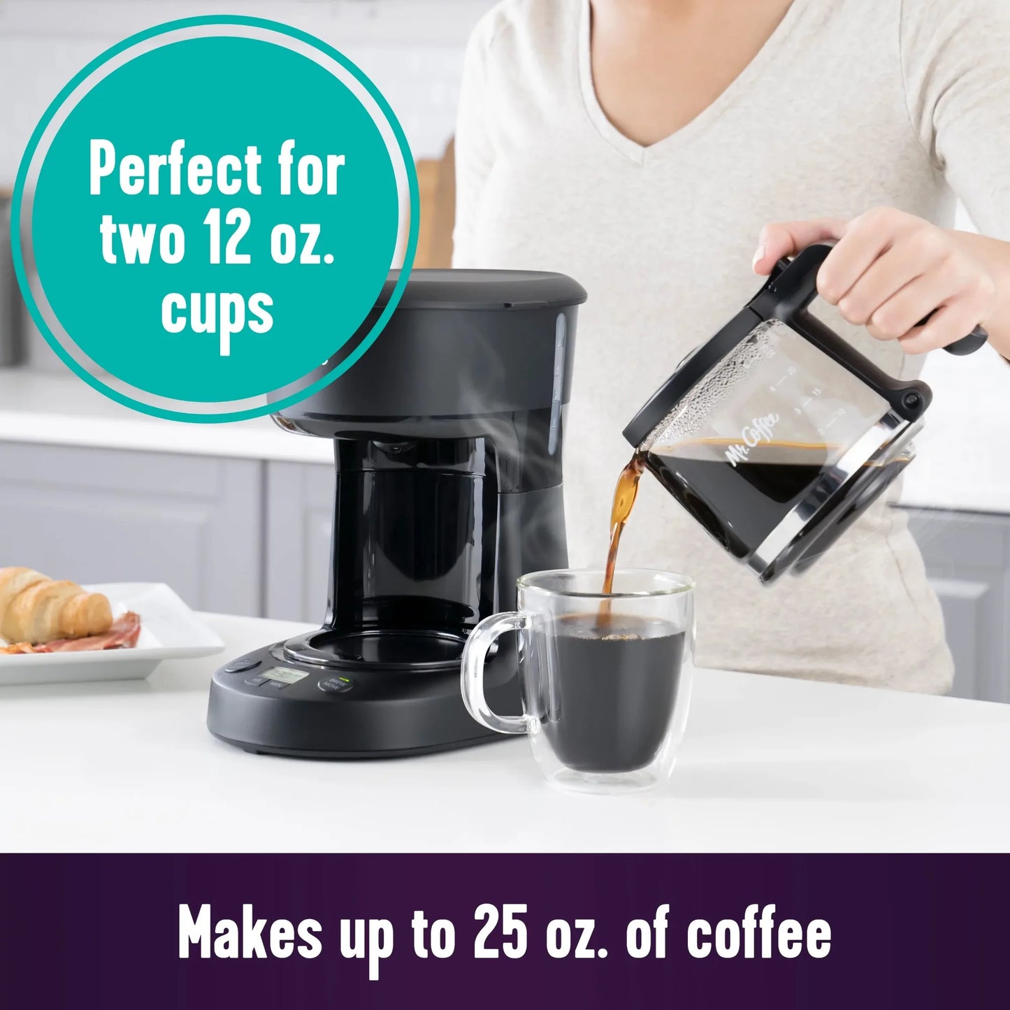 5 Cup Programmable Coffee Maker 25 Oz Mini Brew Black