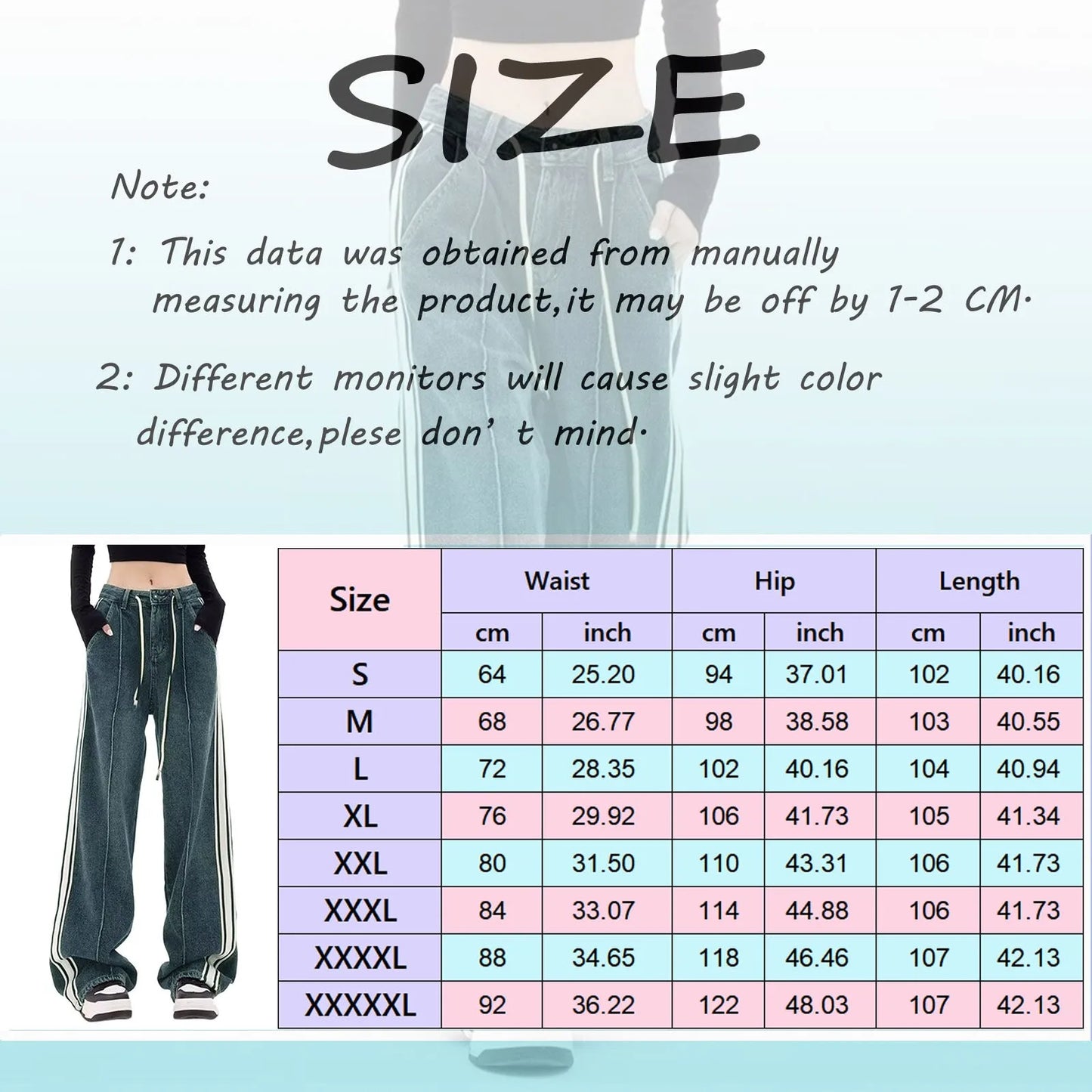 Low Rise Y2K Baggy Jeans Women's Retro Striped Contrast Color Lace Up Washed Denim Trousers Spring Autumn Wide Leg Jeans Pants