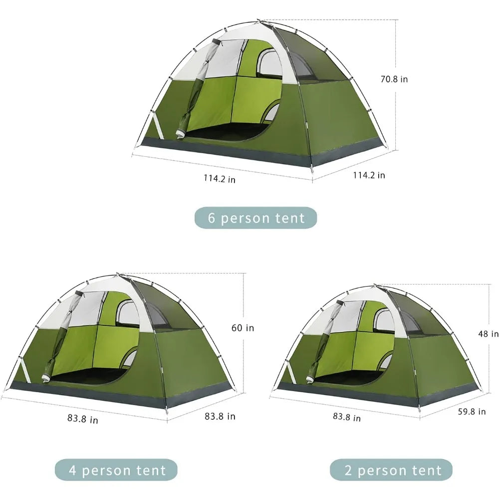 2/4 Person Tent for Camping,Waterproof Tent for Backpacking,Outdoor Dome Tent with Windproof