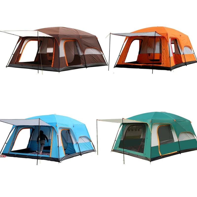 Double Layers Outdoor Camping and Tourist Tent, Rainproof Sunscreen, Luxury Pergola, Medium Size, 1Sleeping Room, 1Hall