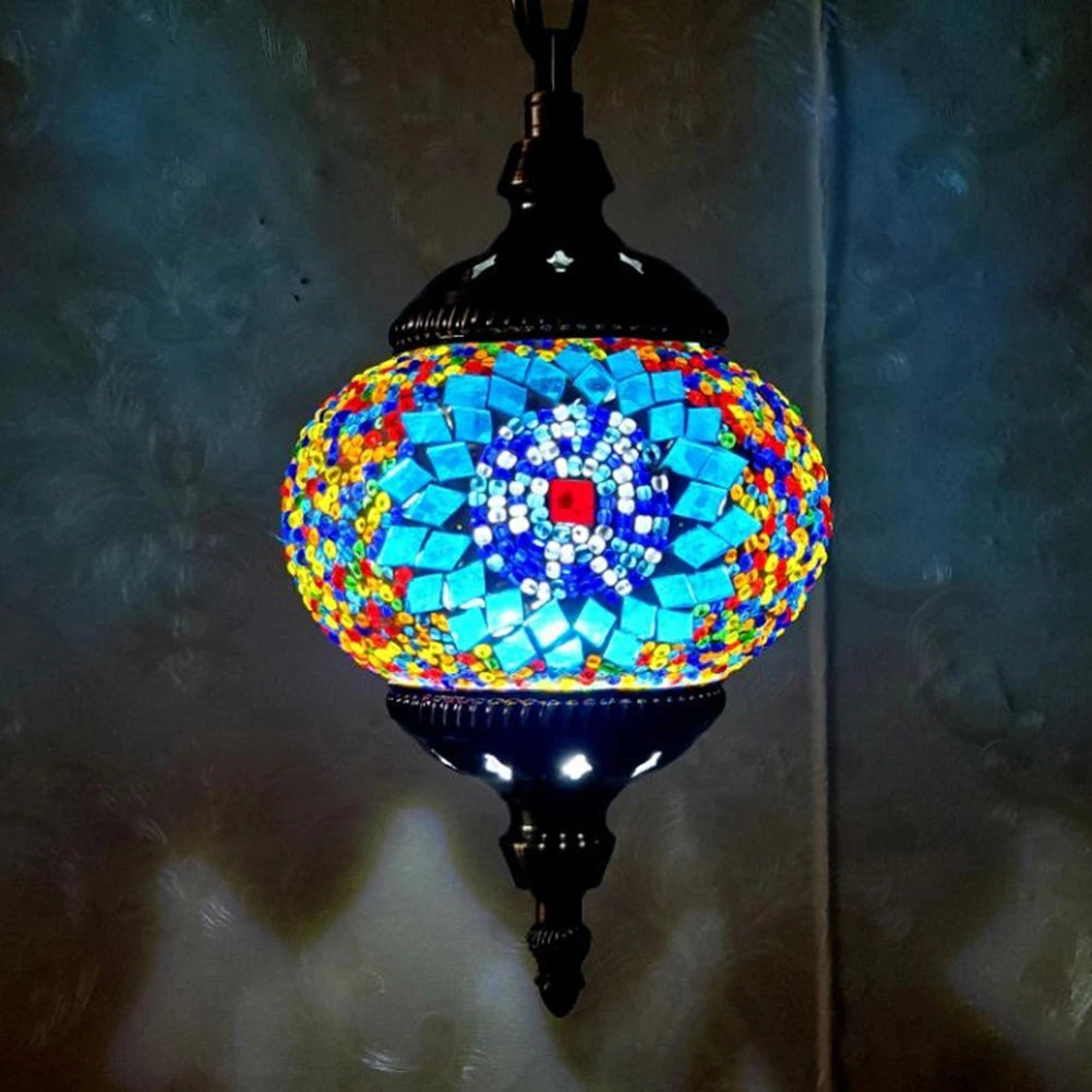 Decorative Glass Globe Fixture E27 Bar Restaurant Mediterranean Pendant Light Exotic Turkish Style Classical Homestay Chandelier