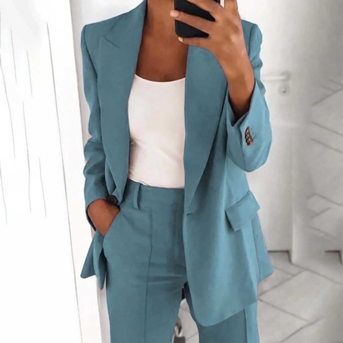 Autumn Spring Solid Blazer Coat Women Notched Long Sleeve Cardigan Button Casual Jacket Suits Office Lady Blazers Jackets куртка