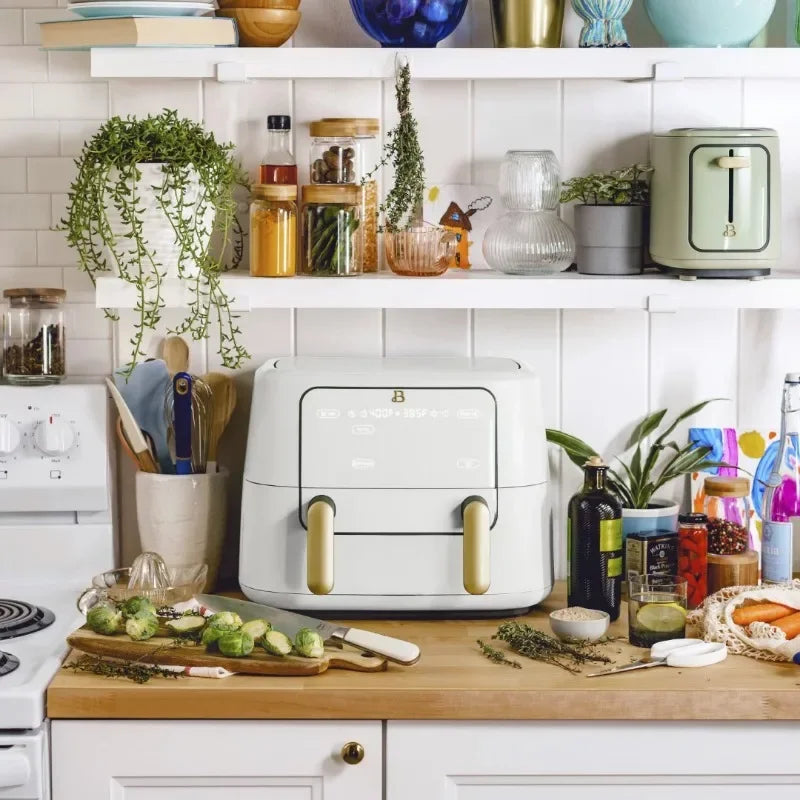 Beautiful 9QT TriZone Air Fryer, White Icing by Drew Barrymore