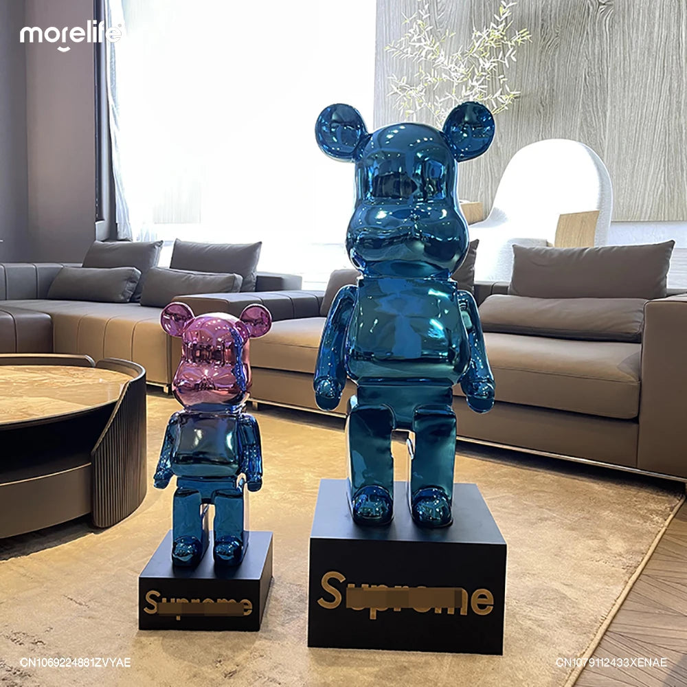 Creative Gradient Electroplated Violent Bear Brick Sculpture Modern Living Room TV Cabinet Bearbrick Statue Decoration Pendant