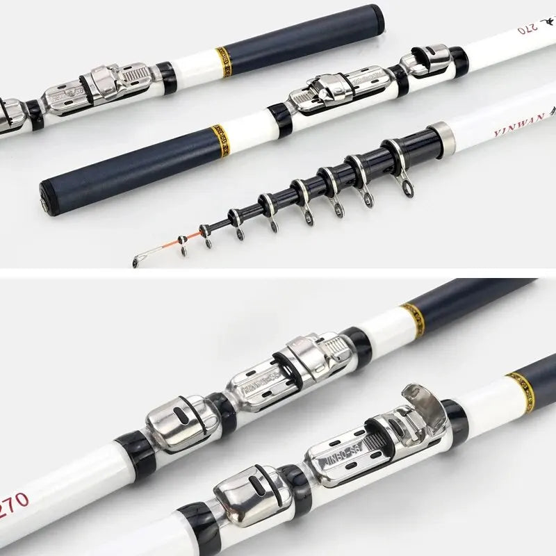 1.8m/2.1m/2.4m/2.7m/3.0m Telescopic Rock Fishing Rod Spinning Fly Carp Feeder Carbon Fiber Pesca Mini Travel Rod Reel Seat