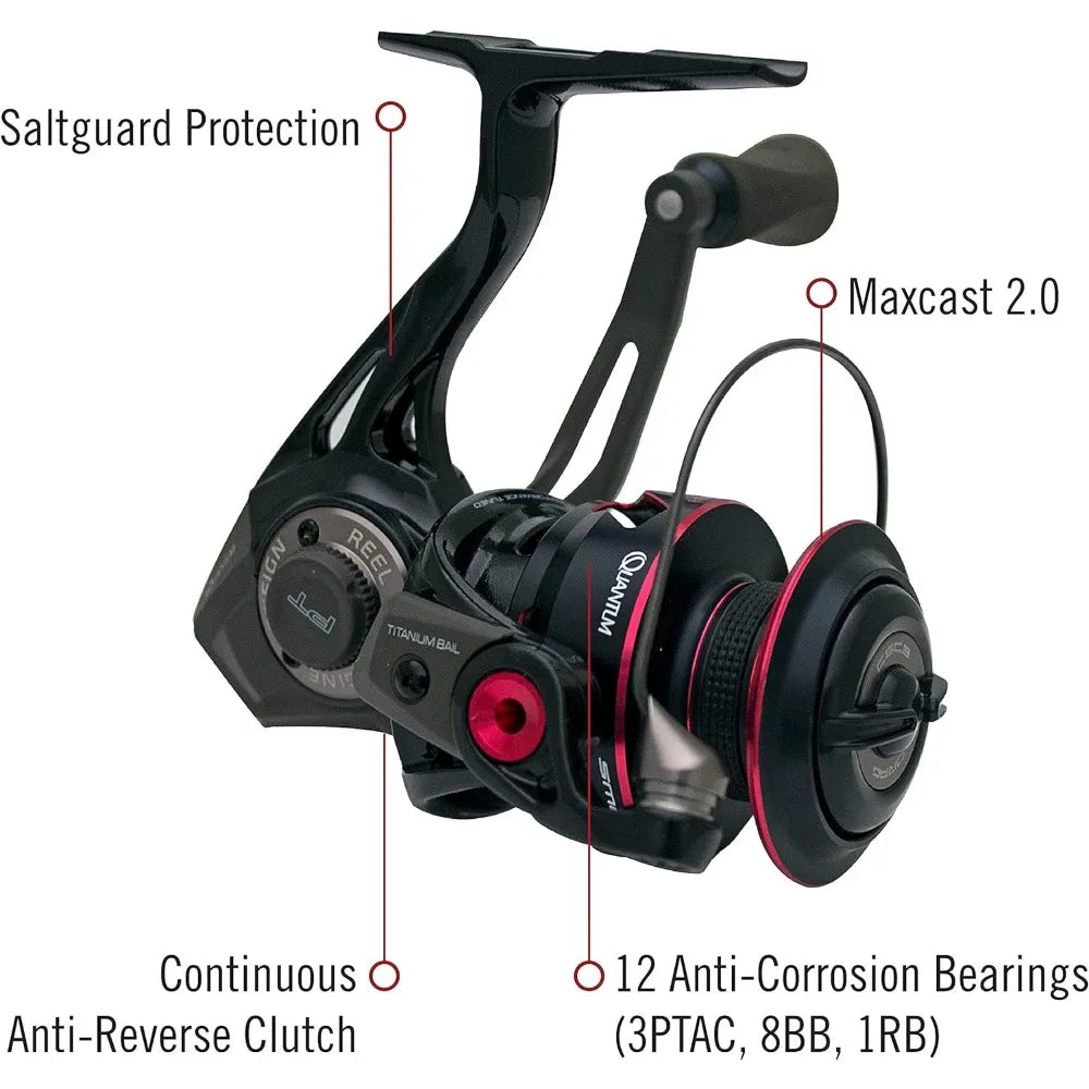 Fishing Reel, Changeable Right- or Left-Hand Retrieve, Continuous Anti-Reverse Clutch with NiTi Indestructible Bail, Black