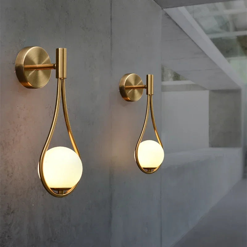 Modern Wall Light Glass Ball Luxury Gold Sconce Living Room Bedroom Bedside Indoor Decor Lamp Aisle Staircase Nordic Wall Mount