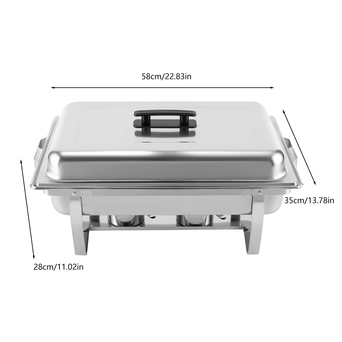 9.51 QT Chafing Dish Buffet Set stainless Steel Foldable Rectangular Chafer Full Size w/Water Pan, Food Pan, Fuel Holder and Lid