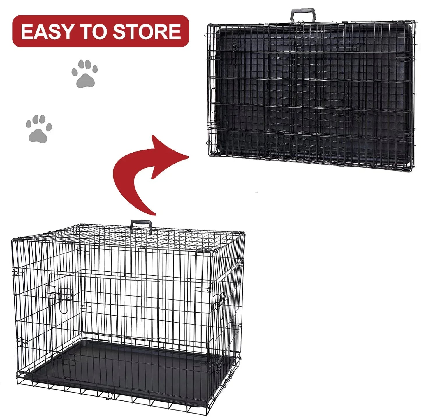 36'' Foldable Collapsible Metal Large Xxl Dog Cage Metal Kennels, Stackable Dog Cages For Large Dog, Wholesale Dog Crate