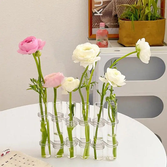 Hinged Flower Vase Glass Vase Tube Creative Plant Holder For Living Room Office Corridor Study Bedroom Dining Table Home Decor