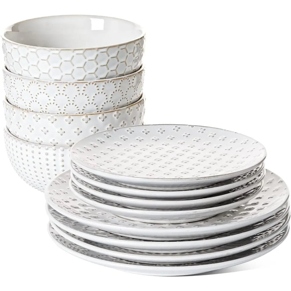 Kitchen Dishes House Warming Wedding Gift Dinner Plate Dishwasher Safe - Arctic White Dish Ceramic Plates and Bowls Set Sets Bar