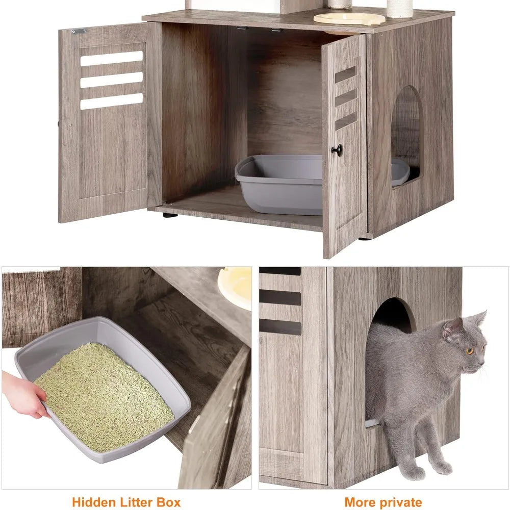 Scratch Tree for Cats Scratcher Modern Style Cat Tower Hammock All-in-one Indoor Cat Furniture With Large Platform and Condo Pet