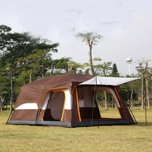 Double Layers Outdoor Camping and Tourist Tent, Rainproof Sunscreen, Luxury Pergola, Medium Size, 1Sleeping Room, 1Hall