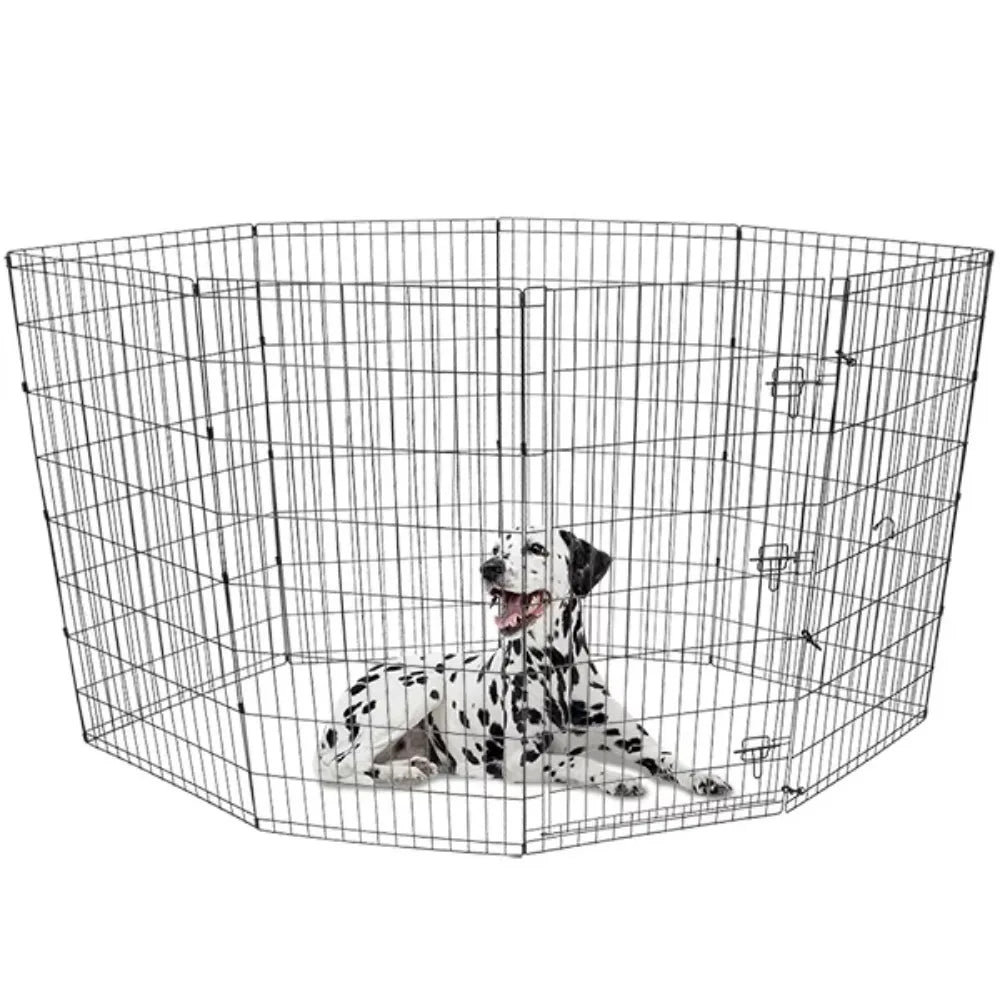 42"H 8- Panel Wire Dog Kennels, Pet Exercise Play Pen with Door