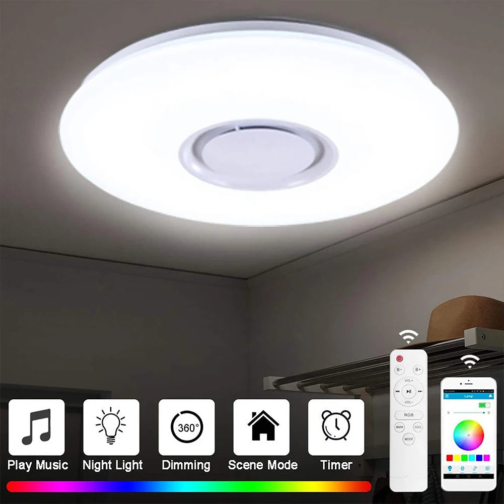 RGB LED Ceiling Light Modern Smart Lighting APP Bluetooth Music Lamp Bedroom Living Room Indoor Decorative Chandeliers Bulb