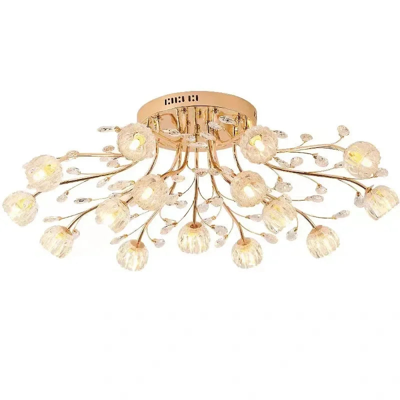 Modern LED Flower Ceiling Chandeliers Crystal Flowers Pendant Lamp Living Dining Room Home Decor Hanging Light Luster Fixtures