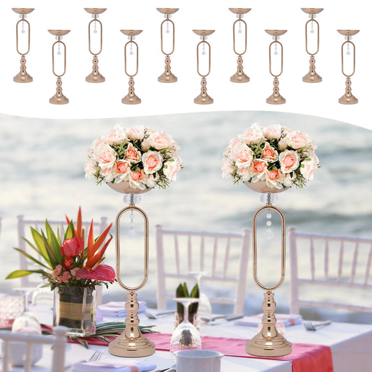 19.5in Tall Metal Flower Display Vases Stand Set Gold Flower Vase Wedding Candle Holder Reception Table Centerpiece for Party