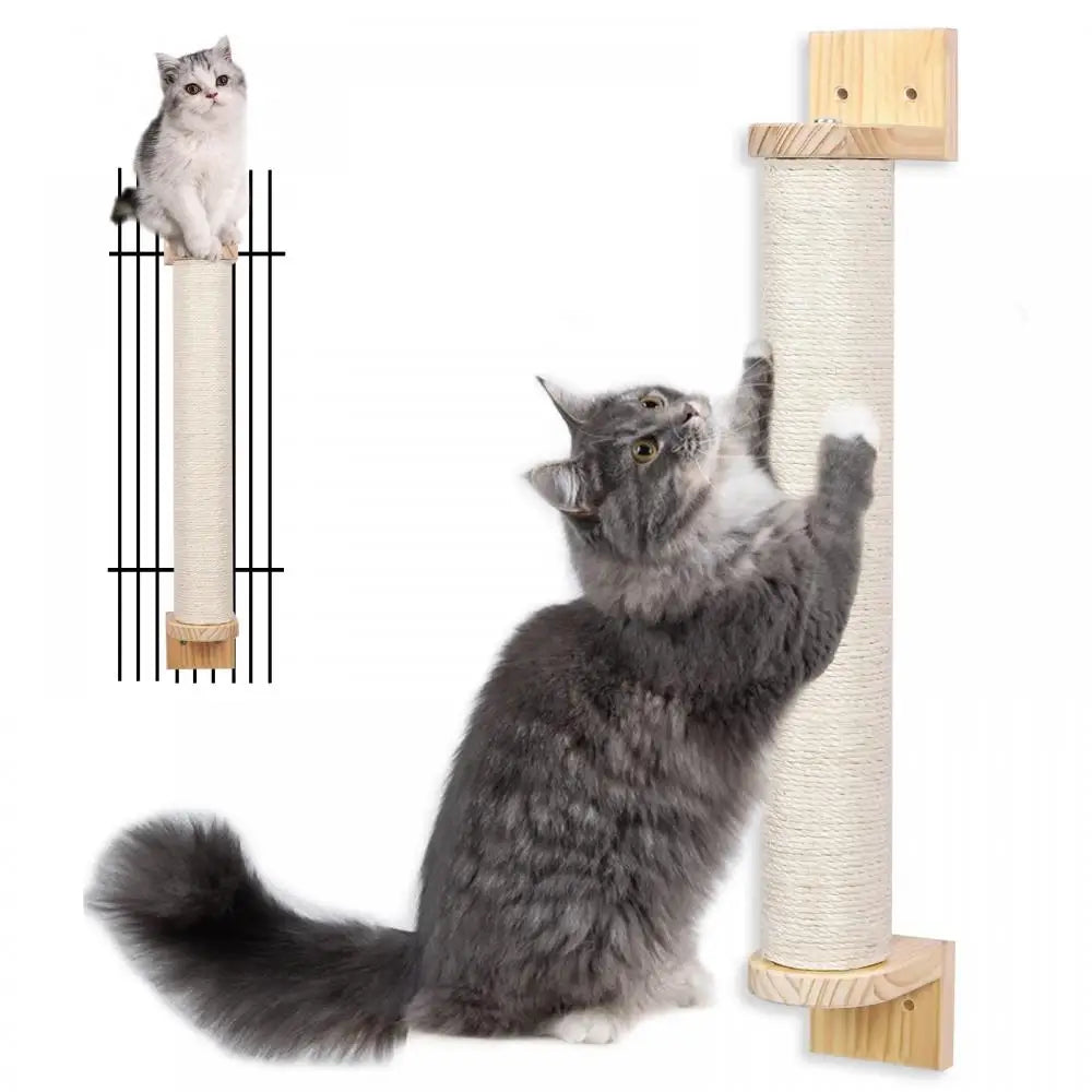 Wall Mounted Cat Shelves Scratching Post for Cat Jumping Platform and Cat Hammock Rope Ladder Wall Wooden Furniture