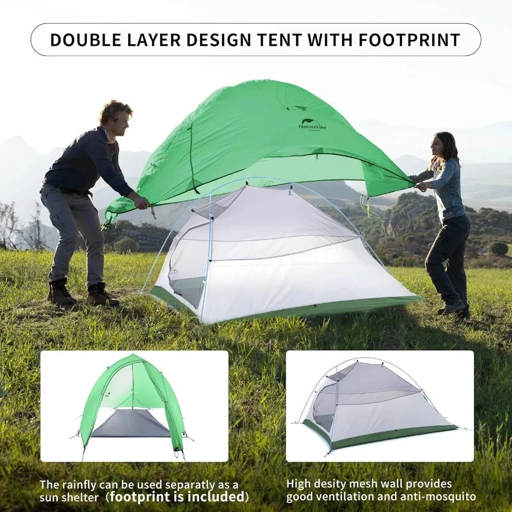 Cloud-Up 2 Person Tent Lightweight Backpacking Tent with Footprint - Free Standing Ultralight Camping Hiking Backpack