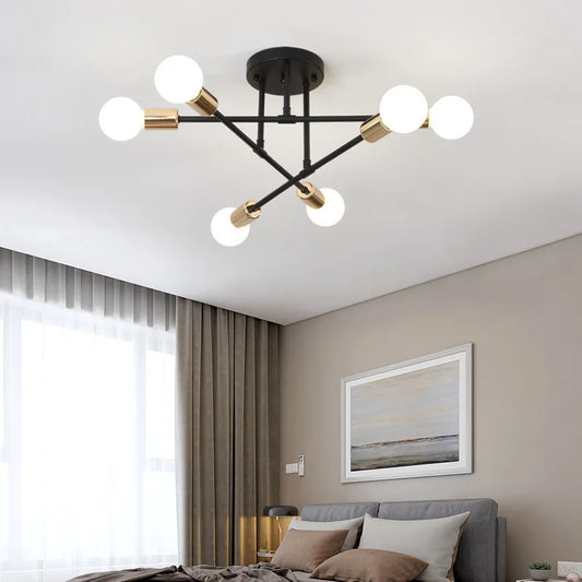 Nordic Minimalist Pendant Light Celing  Lamp E27 LED Chandelier Suitable for Bedrooms Living Room Black Gold Lighting Decoration