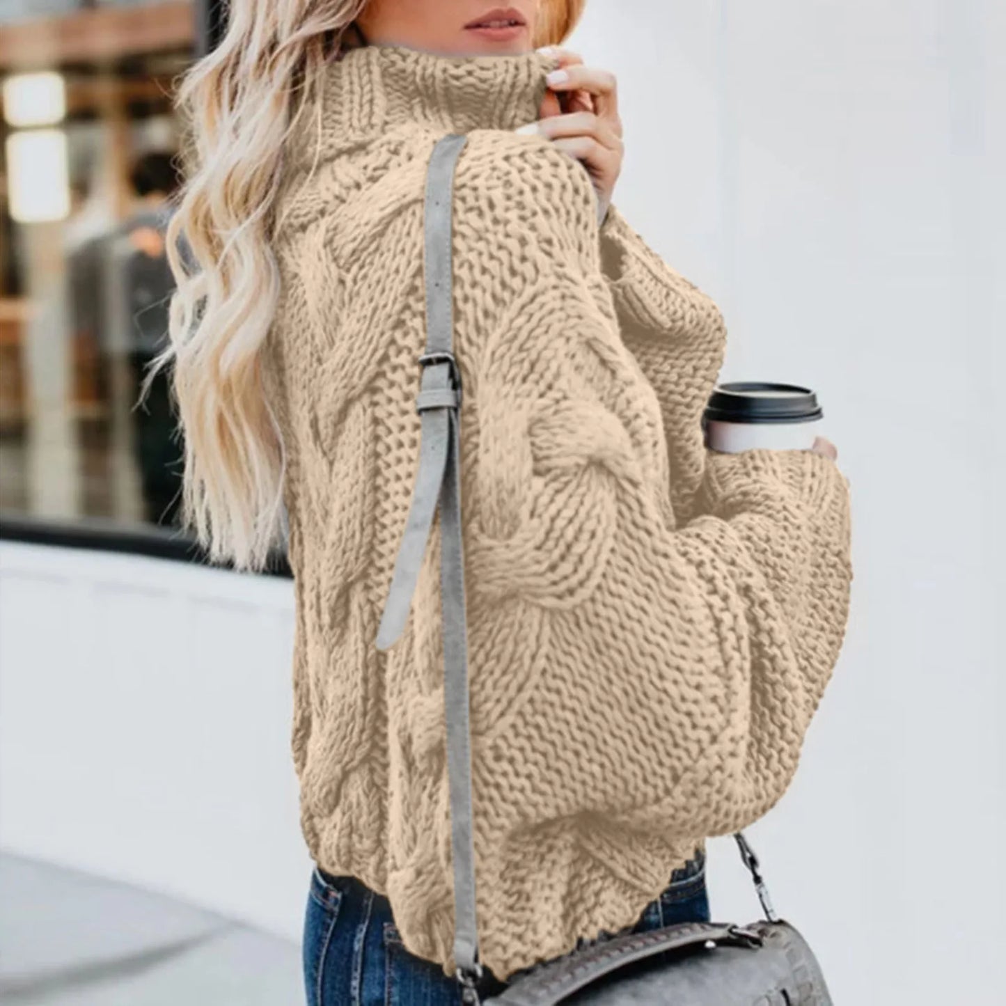 Fashion Turtleneck Sweater For Women 2023 Autumn Oversized Long Sleeve Knitted Pullover Female Solid Warmth Loose Lady Knitwear