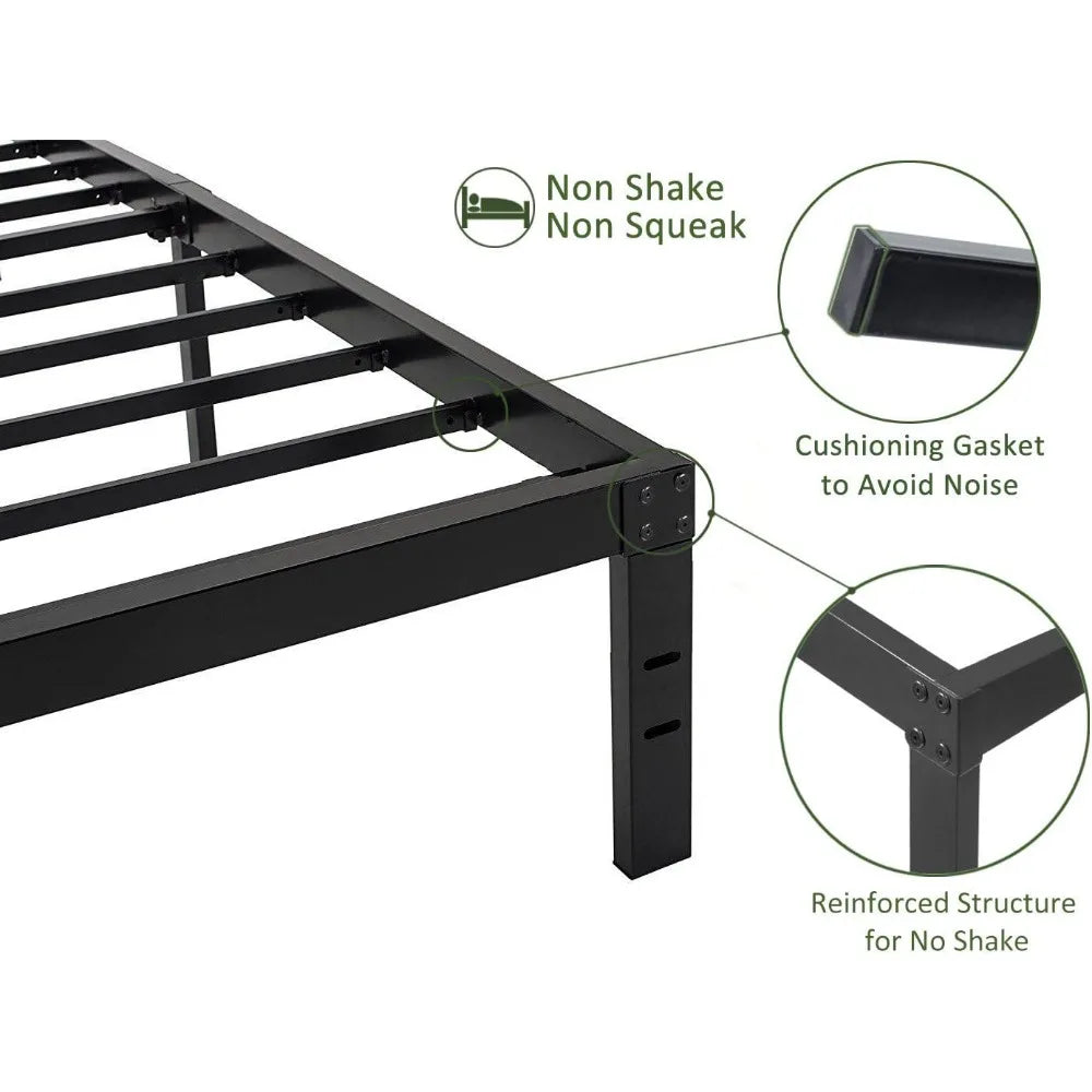 14 Inch Platform Bed Frame, Easy Assembly Mattress Foundation, 3000lbs Heavy Duty Steel Slat/Noise Free/No Box Spring Needed