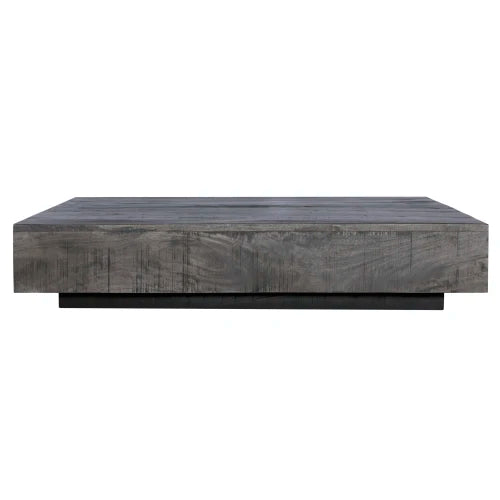 Charcoal Finish Solid Wood Low Profile Rough Coffee Table